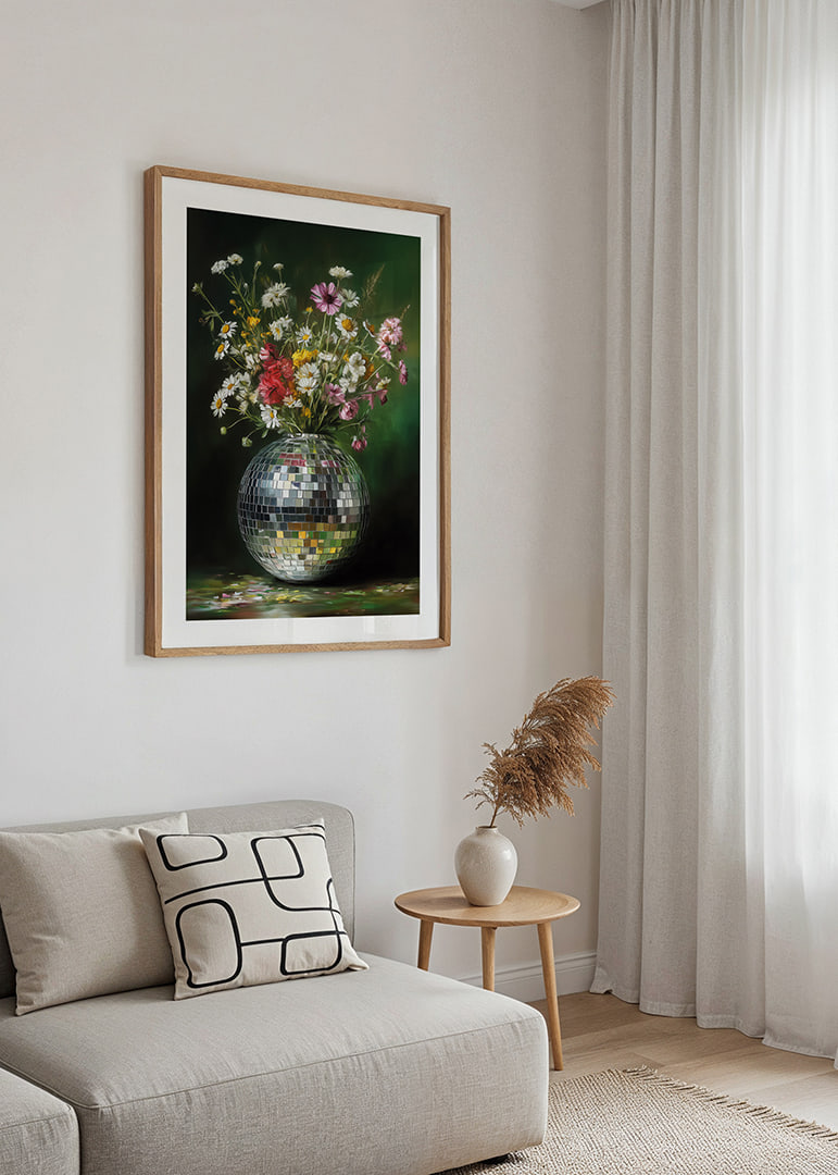 Flowers sparkle in rainbow colors in a sparkling vase.-12