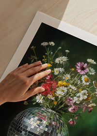 Flowers sparkle in rainbow colors in a sparkling vase.-9