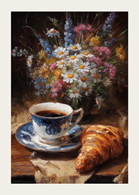 A beautiful scene with coffee and flowers gives a peaceful morning feeling.-3