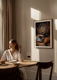 A beautiful scene with coffee and flowers gives a peaceful morning feeling.-8