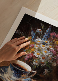 A beautiful scene with coffee and flowers gives a peaceful morning feeling.-9