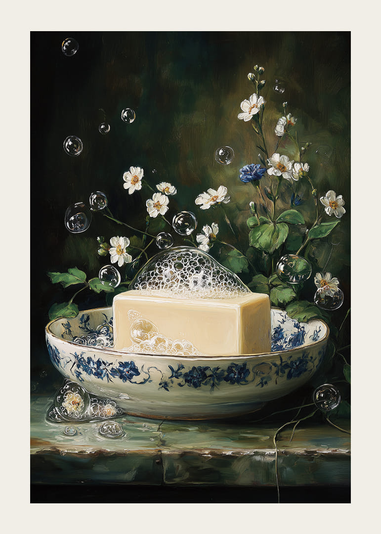 Een betoverend tafereel van zeep en bloemen in harmonie.-12