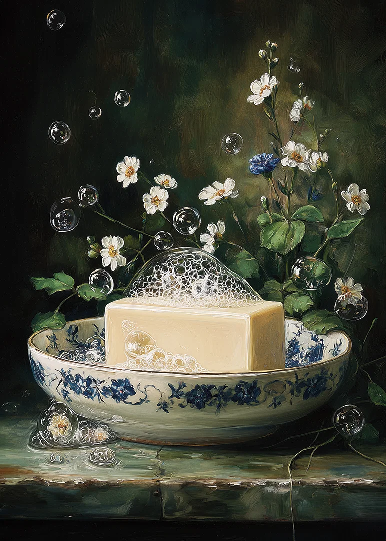 An enchanting scene of soap and flowers in harmony.-12