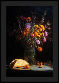 Colorful flowers and a taco in dim light create mystery.-4