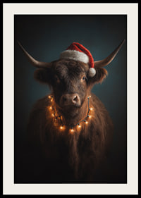 Christmas spirit spreads with a charming cow in a Santa hat.-2