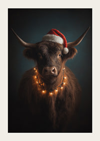 Christmas spirit spreads with a charming cow in a Santa hat.-3