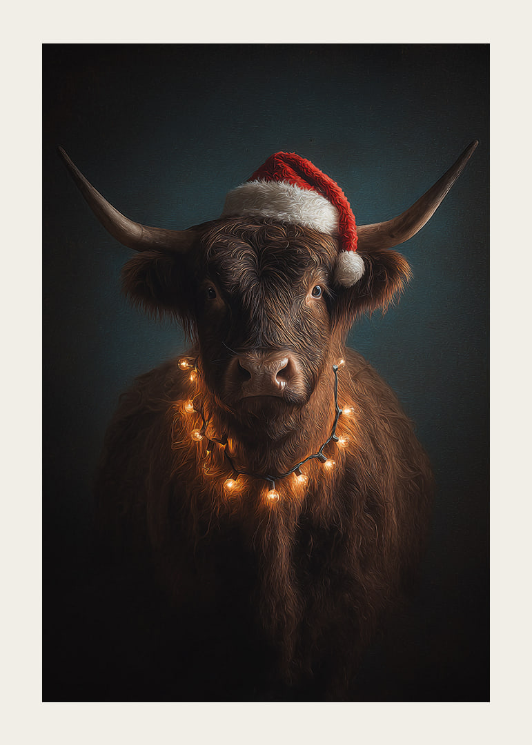 Christmas spirit spreads with a charming cow in a Santa hat.-12