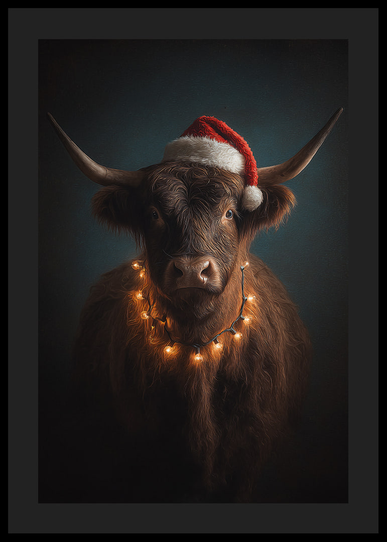 Christmas spirit spreads with a charming cow in a Santa hat.-12