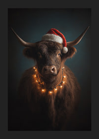 Christmas spirit spreads with a charming cow in a Santa hat.-5