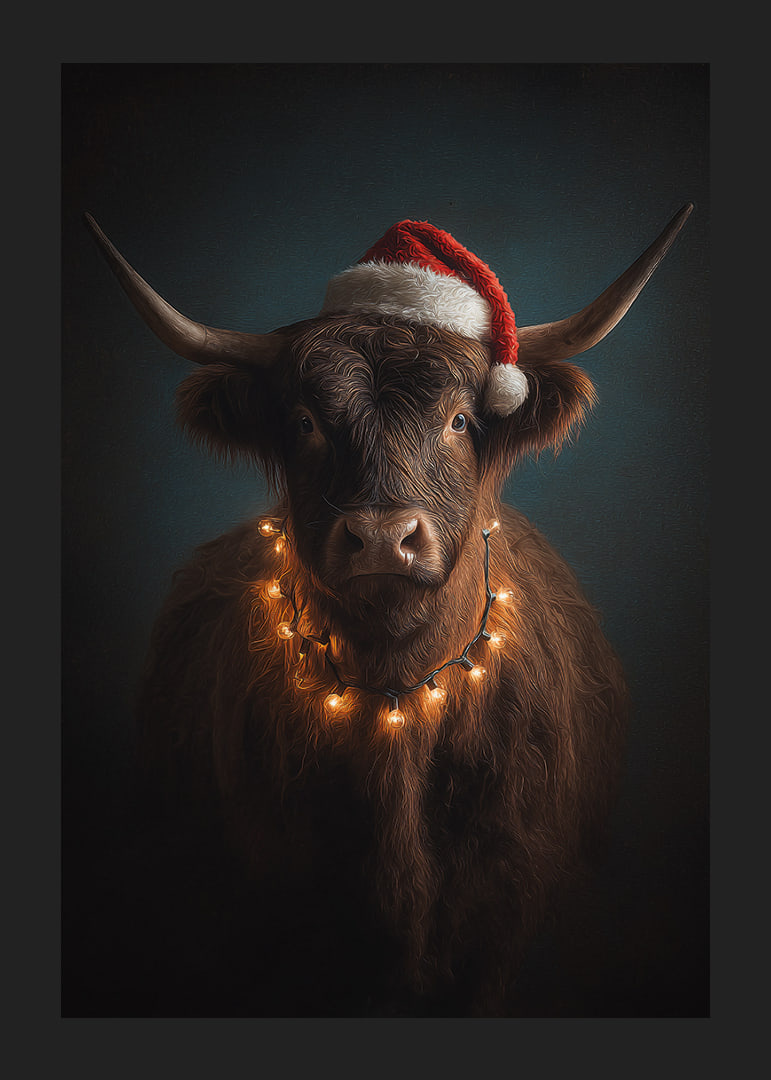 Christmas spirit spreads with a charming cow in a Santa hat.-12