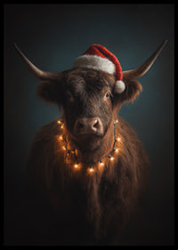 Christmas spirit spreads with a charming cow in a Santa hat.-6