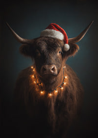 Christmas spirit spreads with a charming cow in a Santa hat.-7