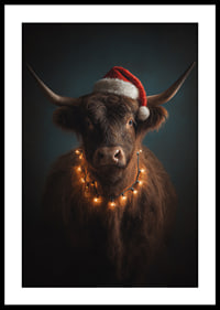Christmas spirit spreads with a charming cow in a Santa hat.-0