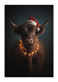 Christmas spirit spreads with a charming cow in a Santa hat.-1