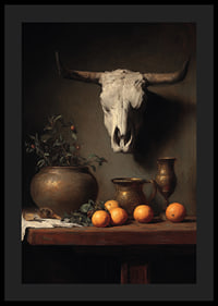 A skull, some cups, and beautiful oranges-4