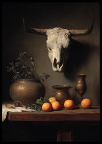 A skull, some cups, and beautiful oranges-6