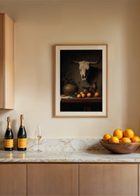 A skull, some cups, and beautiful oranges-8