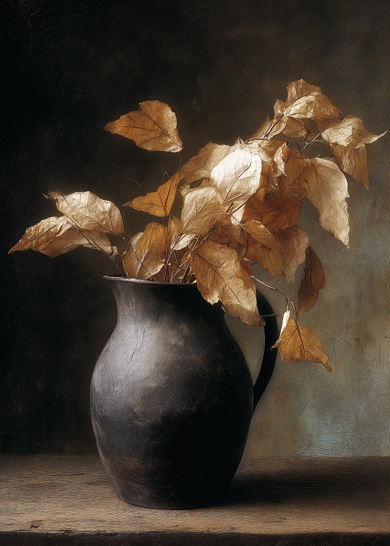 Golden leaves in a rustic pot add warmth and style.-12