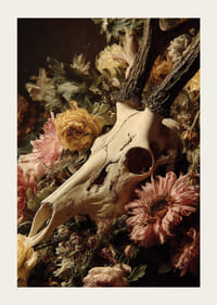 Dramatiška kaukolės ir gėlių harmonija.-3