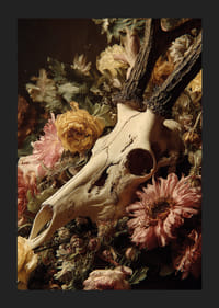 Dramatiška kaukolės ir gėlių harmonija.-5