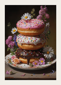 Colorful donuts surrounded by floral splendor create a tasteful harmony.-3