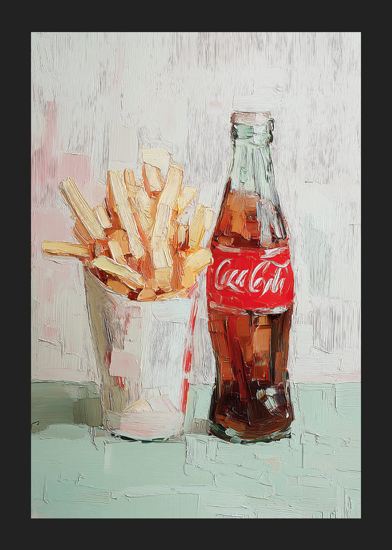 De klassieke combinatie van friet en frisdrank.-12