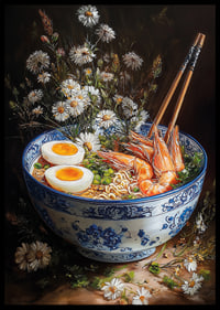 A bowl of ramen surrounded by flowers creates magic and elegance.-6