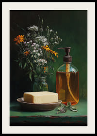 En harmonisk uppsättning av blommor och tvål.-2