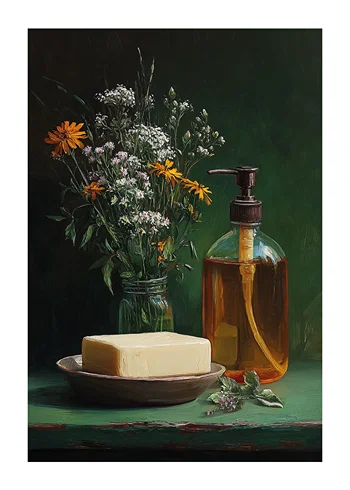 Poster Vintage Flowers And Soap