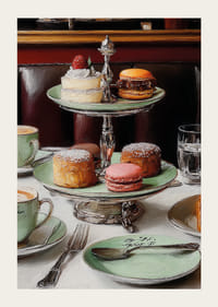 Un élégant trio de pâtisseries délicates sur un luxueux plateau de service.-3