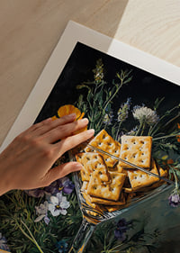 A tasteful fusion of flowers and biscuits in vibrant elegance.-9