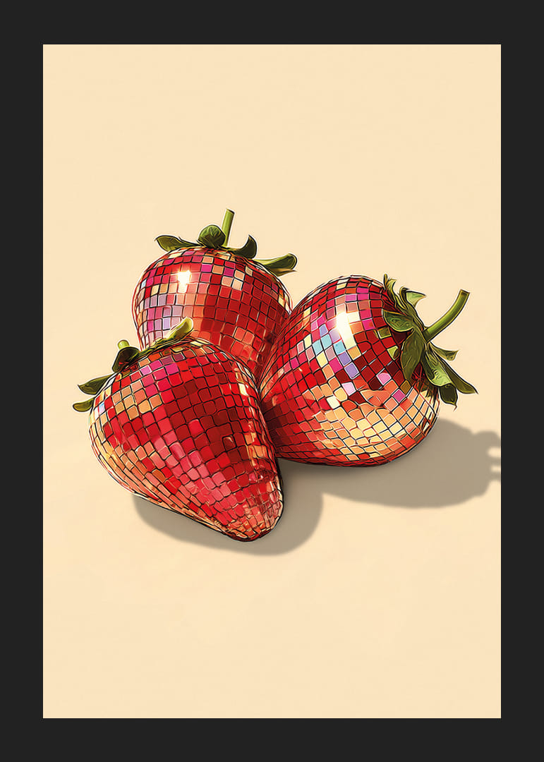 Les fraises scintillent sous les lumières disco et apportent de la joie à la vie.-12