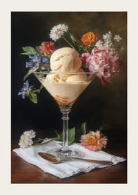 Des fleurs entourent la glace dans une élégante coupe.-3