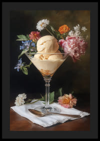 Des fleurs entourent la glace dans une élégante coupe.-4