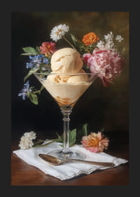 Des fleurs entourent la glace dans une élégante coupe.-5