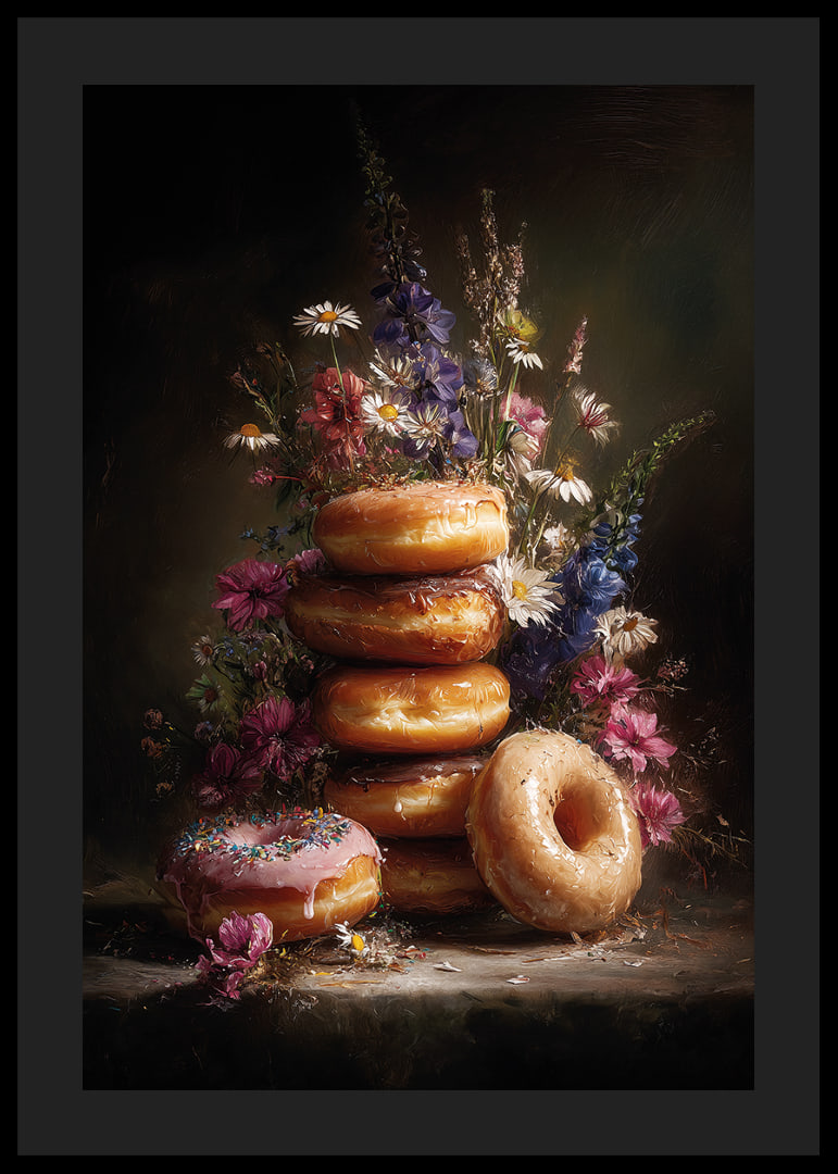 Donuts and flowers in a harmonious and colorful composition.-12