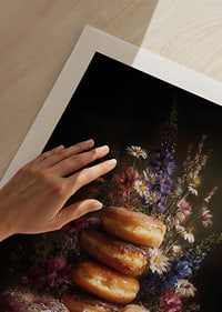 Donuts and flowers in a harmonious and colorful composition.-9