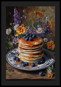 Blommor och pannkakor i harmoni på ett bord.-4