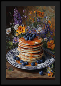 Bloemen en pannenkoeken in harmonie op een tafel.-4