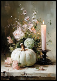 Soft autumn atmosphere with pumpkin and flowers in the center.-6