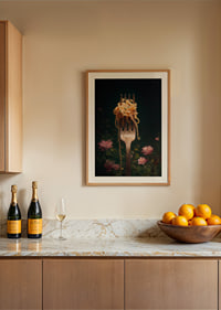 A fork carries delicate pasta surrounded by flowers.-8