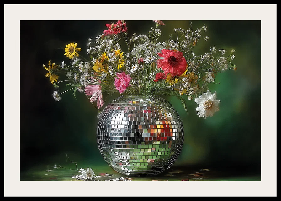 Flowers in a mirror vase that spread magic and elegance.-12