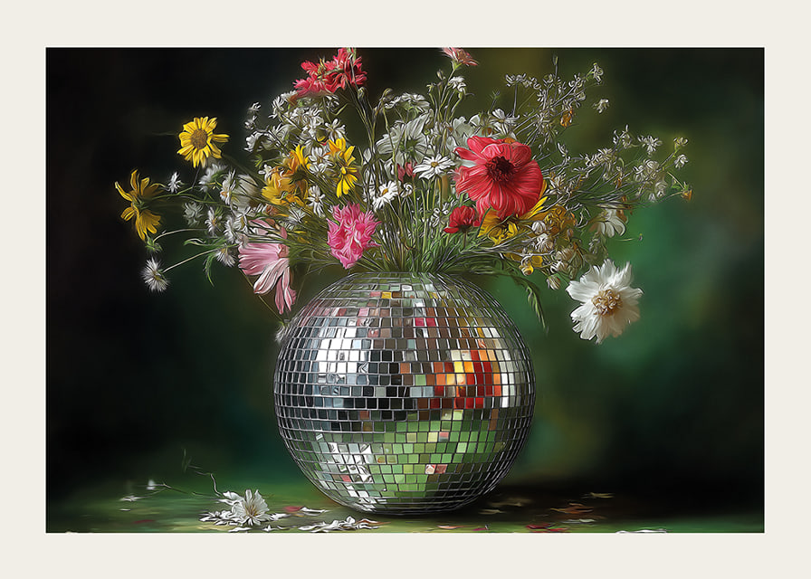 Flowers in a mirror vase that spread magic and elegance.-12