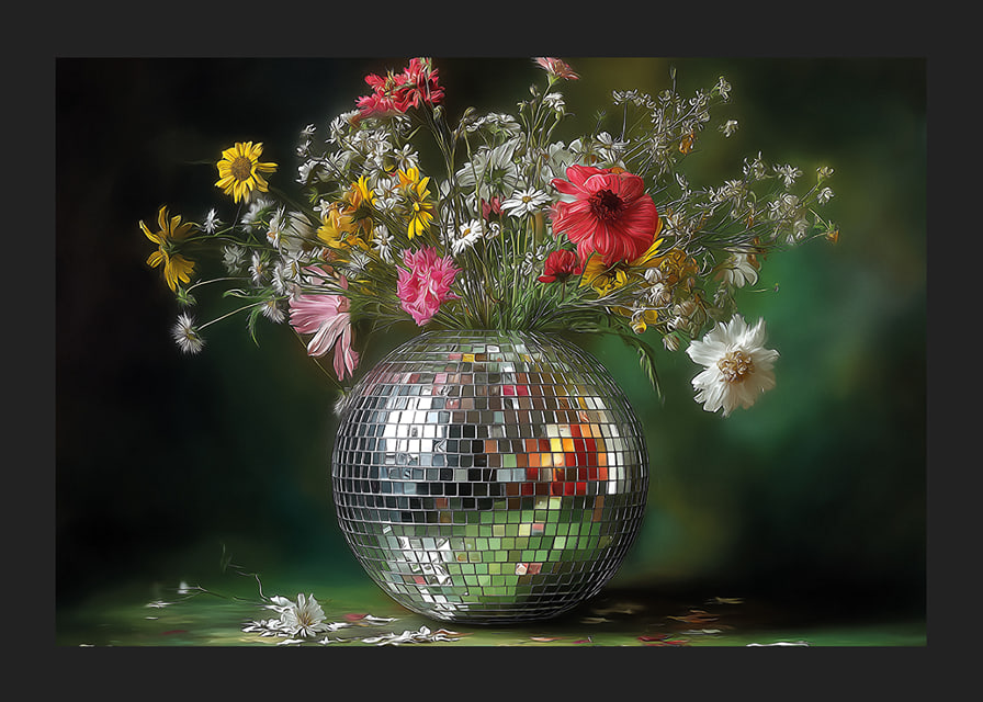 Flowers in a mirror vase that spread magic and elegance.-12