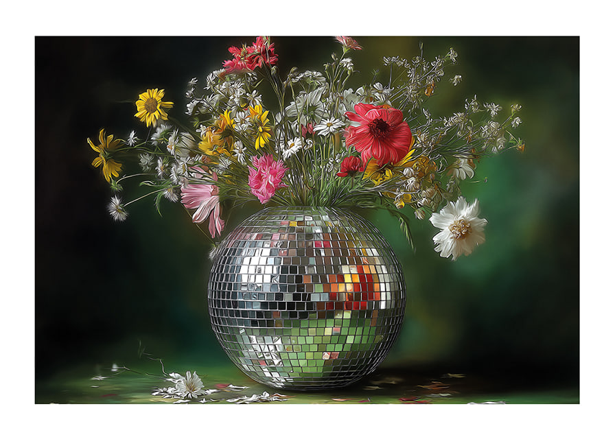 Flowers in a mirror vase that spread magic and elegance.-12