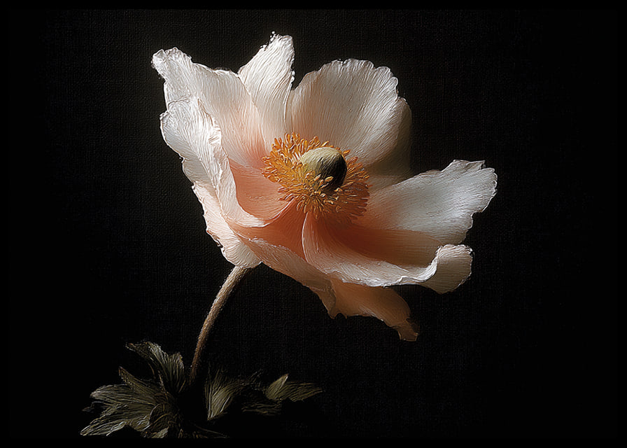An elegant flower in soft colors against a dark background.-12