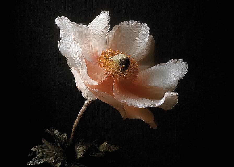 An elegant flower in soft colors against a dark background.-12
