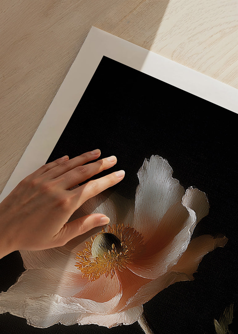 An elegant flower in soft colors against a dark background.-12