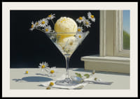 IJsbekers met ijs en madeliefjes schitteren in het zonlicht.-2