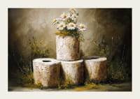 Charmerende komposition af margueritter og rullede teksturer.-3